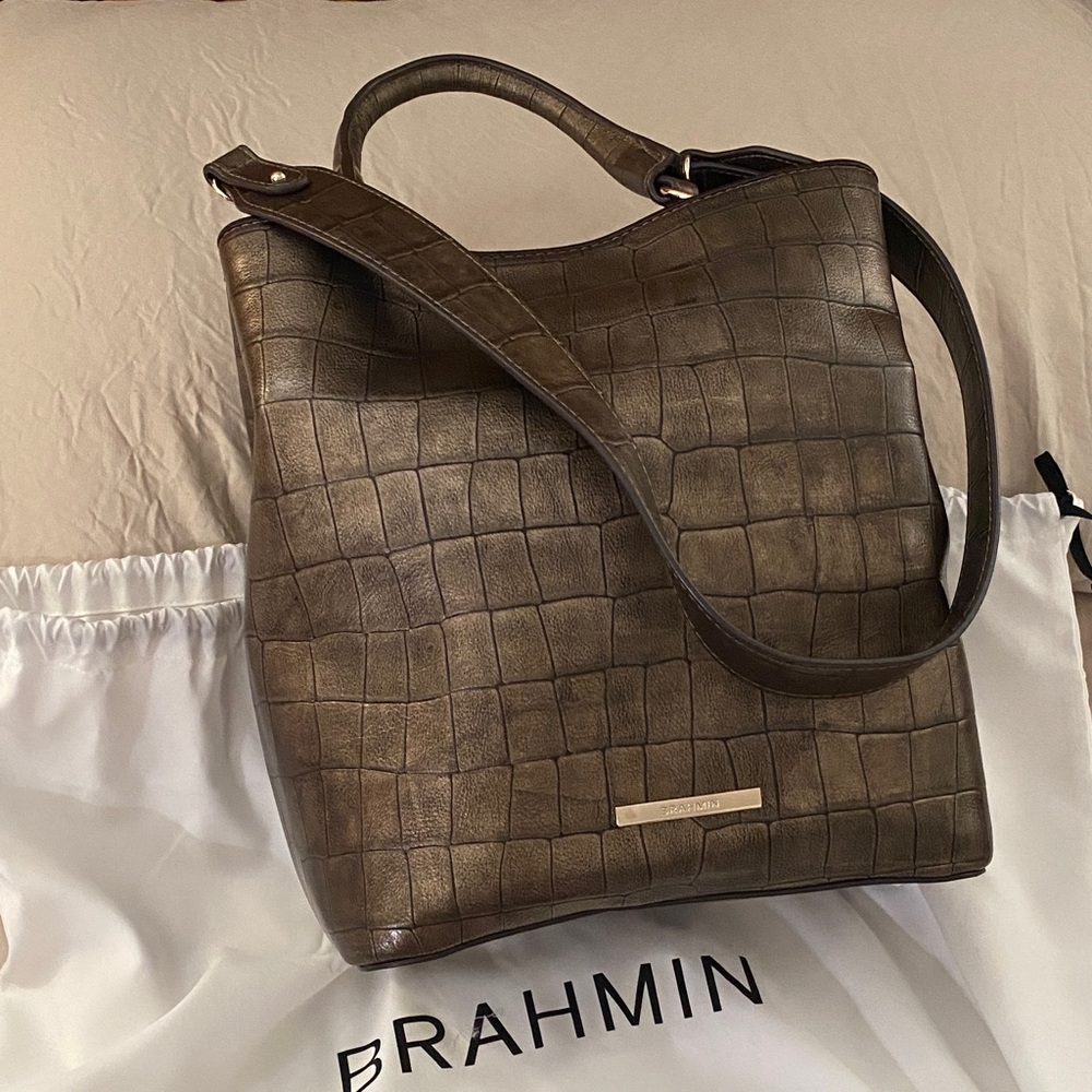 Brahmin Amelia bucket bag with detachable strap.